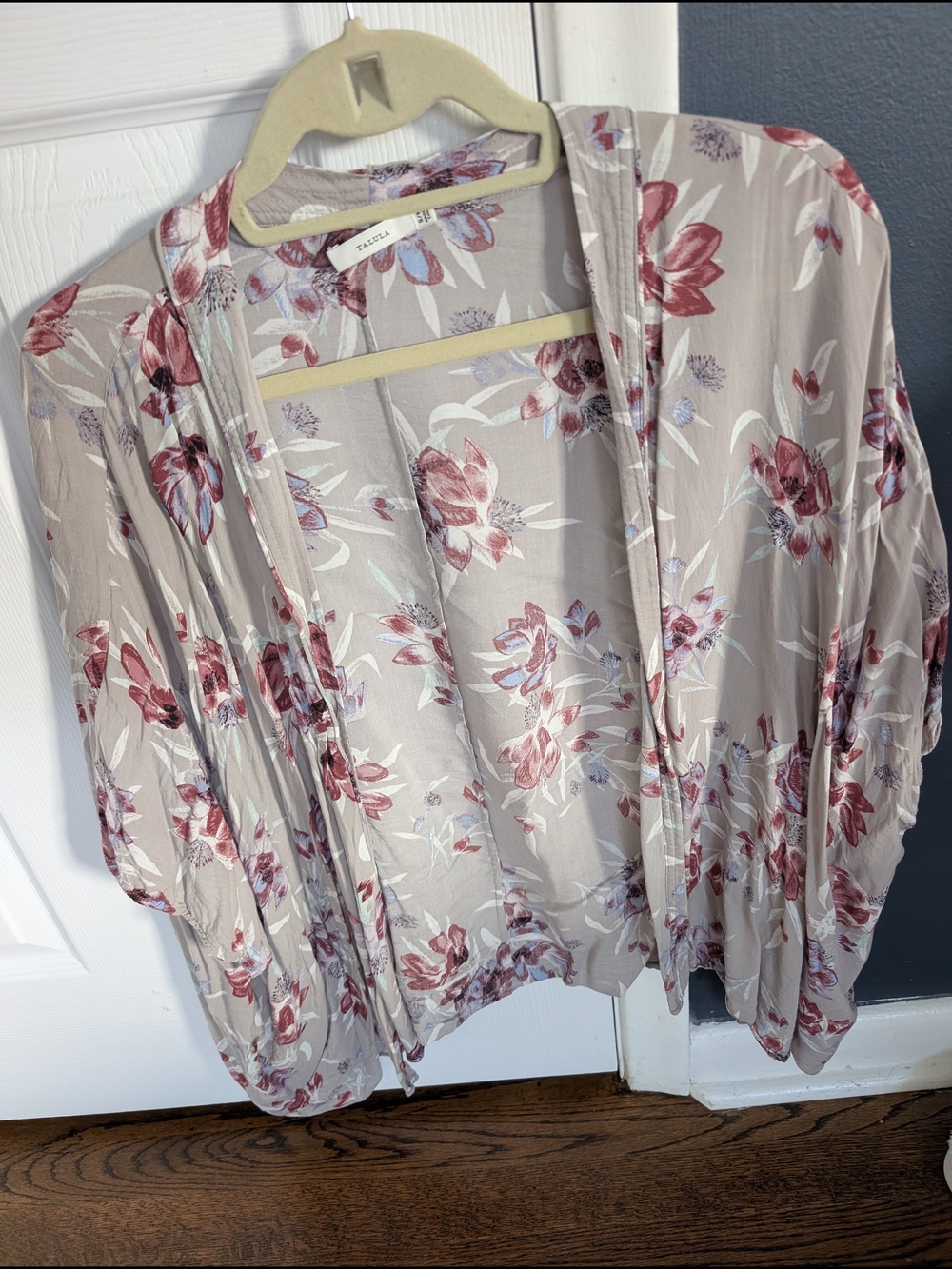 Talula Floral Open-Front Kimono - Taupe and Rose
